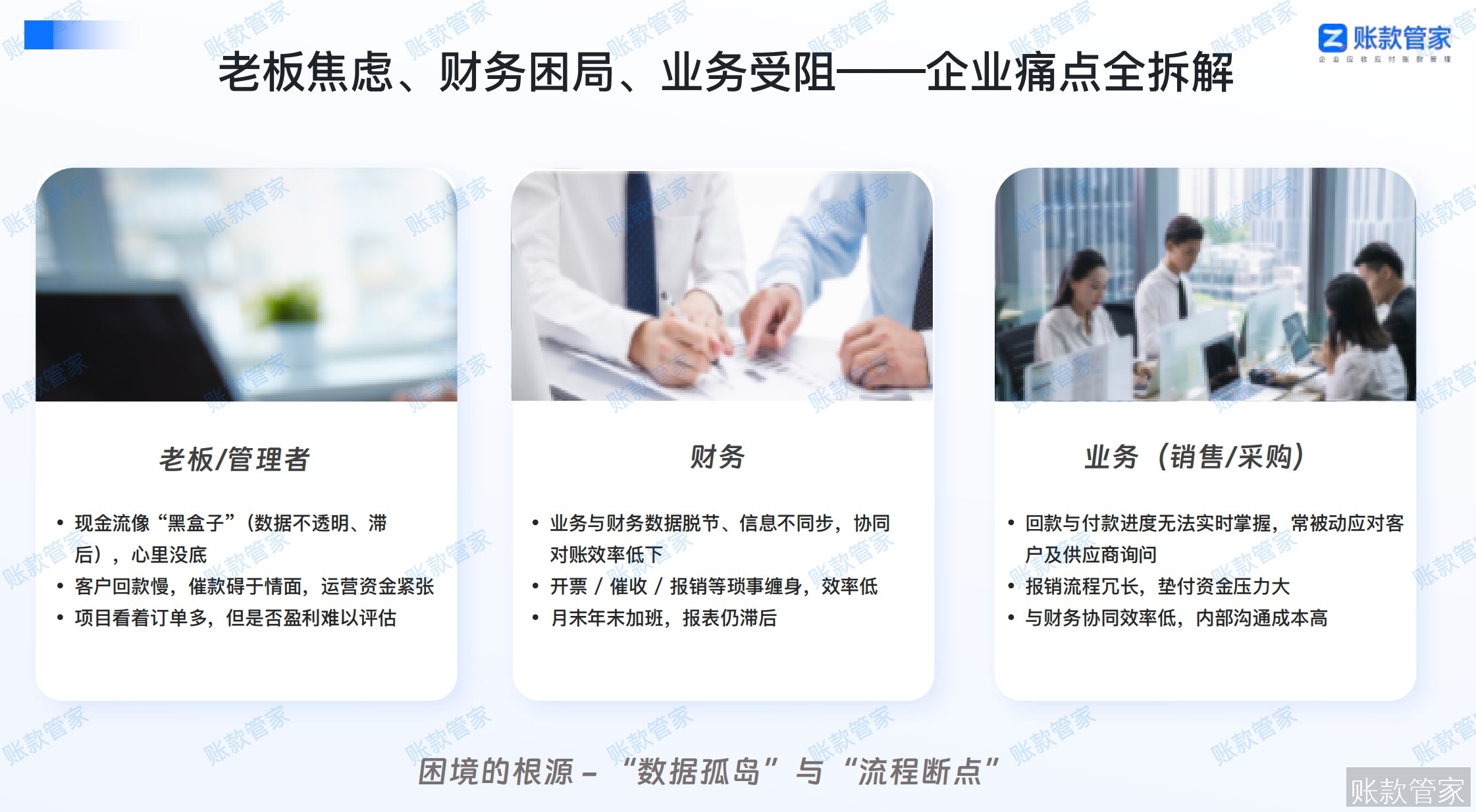 账款管家-各角色痛点