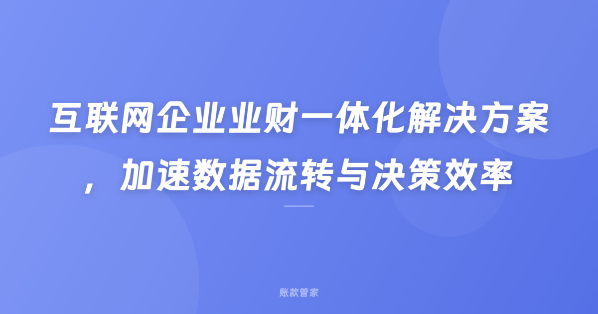 互联网企业业财一体化解决方案，加速数据流转与决策效率